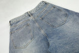 Star Stud Distressed Wide Denim Pants