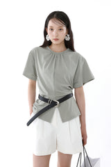 SHIRRED ROUND TOP_SMOKE GREEN