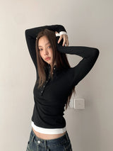 Base Spandex Round Long Sleeve T-Shirt