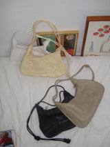 Curved Stitch Shirring Hobo Bag