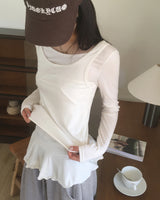 ソロングフリルレイヤードスリーブレスTシャツセット
