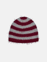 Hairy Stripe Beanie - Burgundy