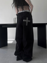 cross studded buckle pants