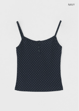 [MADE] Chori Henry Neck Dot Sleeveless (Built-in Cap)