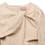 [LINE] Sleeve Tuck Twisted Blouse (2colors)