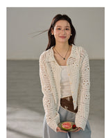 Antique Crochet Punching Long Sleeve Cardigan