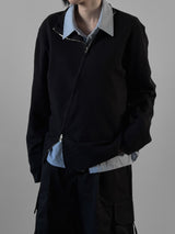(unisex) Oblique two-way knit zip-up