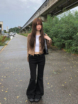 Allin Back Pocket Long Bootcut Slim Fit Cotton Pants