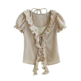 Maria Check Frill Blouse