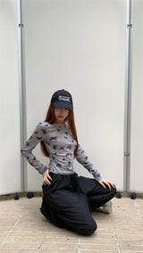 バタフライスパンデックス長袖Tシャツ