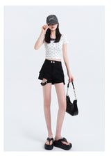 High-Street Cyber-Core Slim-Fit Biker Denim Shorts