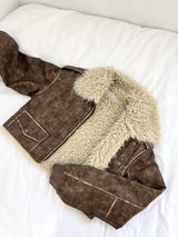 1085. Shearling leather crop mustang jk (2color)