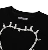 Heart string crop T-shirt (Black