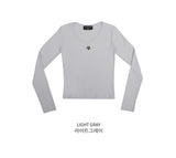 ステッチUネック長袖Tシャツ