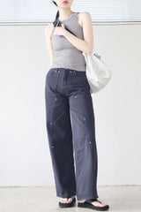 Bolt pin tuck wide pants