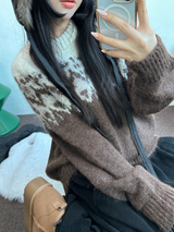 ウール🧸 アンゴラスノーフラワーロウンフニット❤🤎🩵💙4カラー