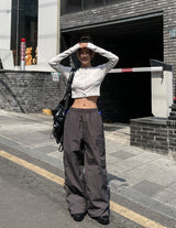 Cami Side Color Matching String Nylon Pants