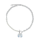 Aurora Ribbon Pearl Chain Toggle Surgical Necklace