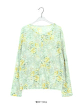 Triche Flower Over Fit Henley Neck Long Sleeve Tee