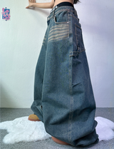 STRAP BALLOON WIDE DENIM🖤💙 - 2 COLORS