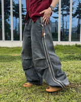 DRASLOW TRACK WIDE DENIM PANTS