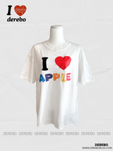 I Love Apple Cotton Oversized Fit Half Sleeve Tee