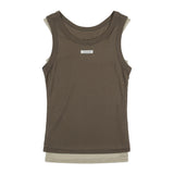 3-Way Dot Mesh Layered Sleeveless (Brown) F25QB134