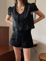 [MADE] Shimiz Dotted Puff Blouse
