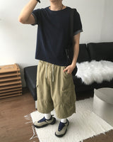 ターンバック クロップド ロールアップ ショートスリーブ Tシャツ