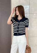 Hazel Stripe Puff Knit Cardigan