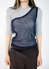 one shoulder mesh sleeveless(2color)