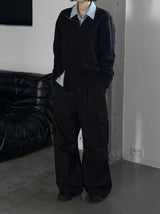 (unisex) Oblique two-way knit zip-up