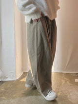 Cotton wide banding balloon pants 3C