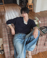 デッキステッチヘンリーネック長袖Tシャツ