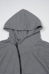City stripe unbalance hood zip-up