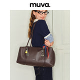 muva. Genuine‑Leather Travel Hand & Shoulder Bag, Extra‑Large‑Capacity Fashion Waterproof Gym Purse for Women, New Arrival Aug 13