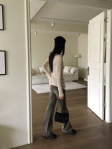 Lohil button slit ribbed see-through knit