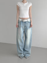 (Unisex) Lumen Double Pocket Washed Denim