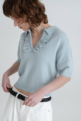 Vanilla frill knit_skyblue