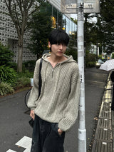 フェロー ケーブル ニット ハーフジップ フーディ