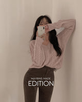【MADE】V neck cable knitting 