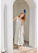 Praha Halter Dress Ivory&Green