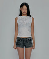 TATTOOED GRAPHIC COWL SLEEVELESS_WHITE