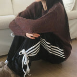 Hoal Track Ribbon Velvet Sweat Pants