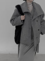Mezz High Neck Wool Half Coat