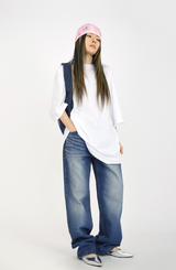 (UNISEX)ivory boxy T