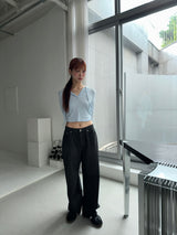 BLACK STRIPE WASHING DENIM PANTS
