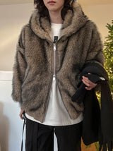 Kuro two way fur hoodie zip-up