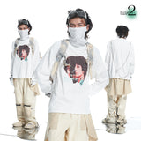 テーマプリントラウンドネック長袖Tシャツ