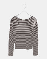 イボンヌストライプスリムフィット長袖Tシャツ